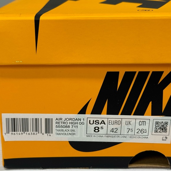 Air Jordan 1 Retro High OG “Taxi” Size 8.5M/10W BRAND NEW! 💯 Authentic! - Picture 9 of 9